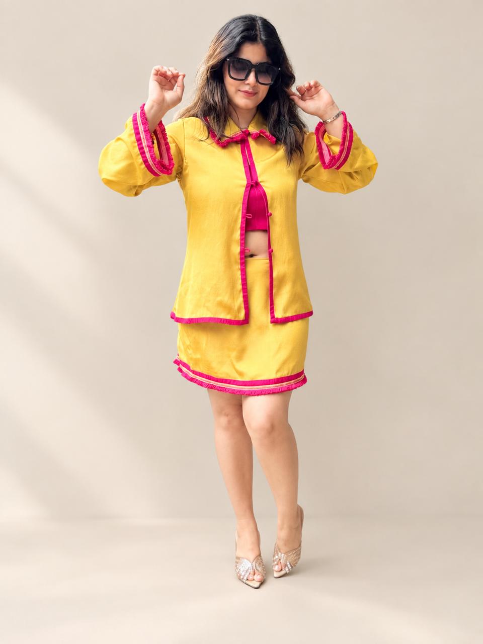 After Glow yellow and pink three-piece set - full look