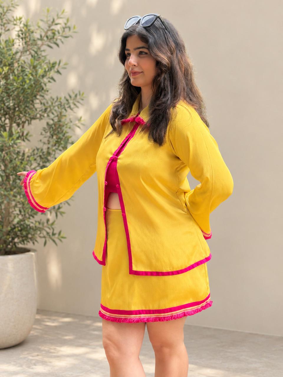 After Glow yellow and pink three-piece set - side view